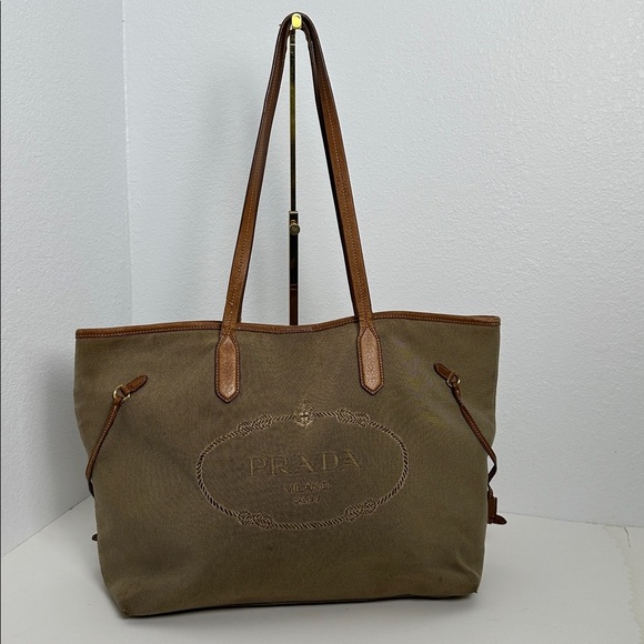 💯Authentic Prada  Canvas Tote Handbag🍀 - Picture 1 of 17